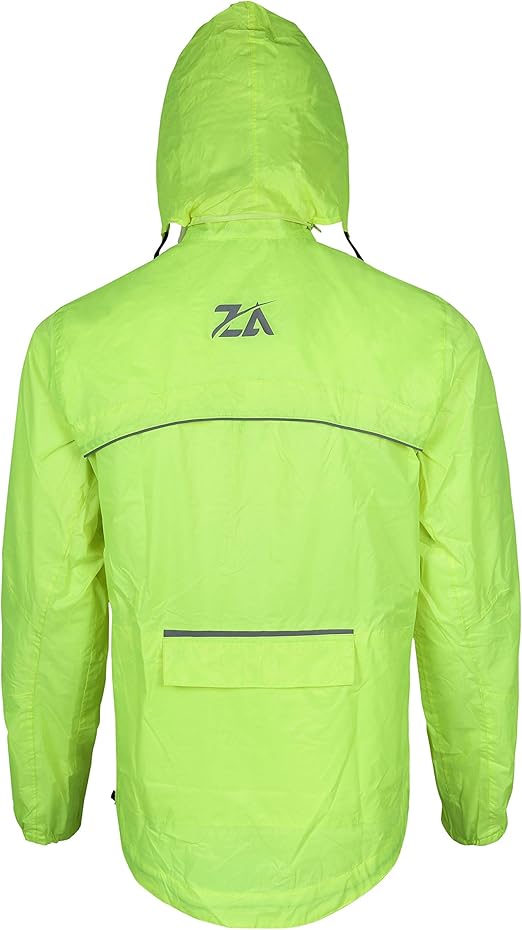 Unisex Green Waterproof Rain Jacket with Hood | Lightweight Windbreaker with Zip Pockets
