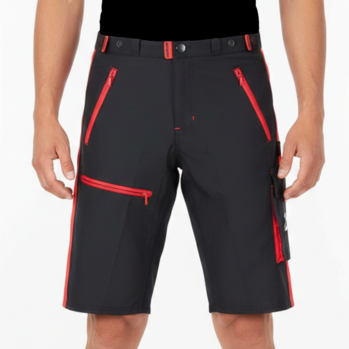 Men’s Red MTB Cycling Shorts with Padded Inner | Breathable Baggy Riding Shorts