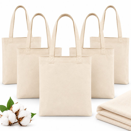 ZEE APPAREL Blank Cotton Canvas Tote Bags, Natural Reusable Shopping Bags for DIY Crafts, Painting, Printing, Embroidery, Gifts, Parties, Weddings & Everyday Use